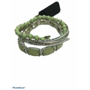 Set of Green and Silver Bangles Bracelet